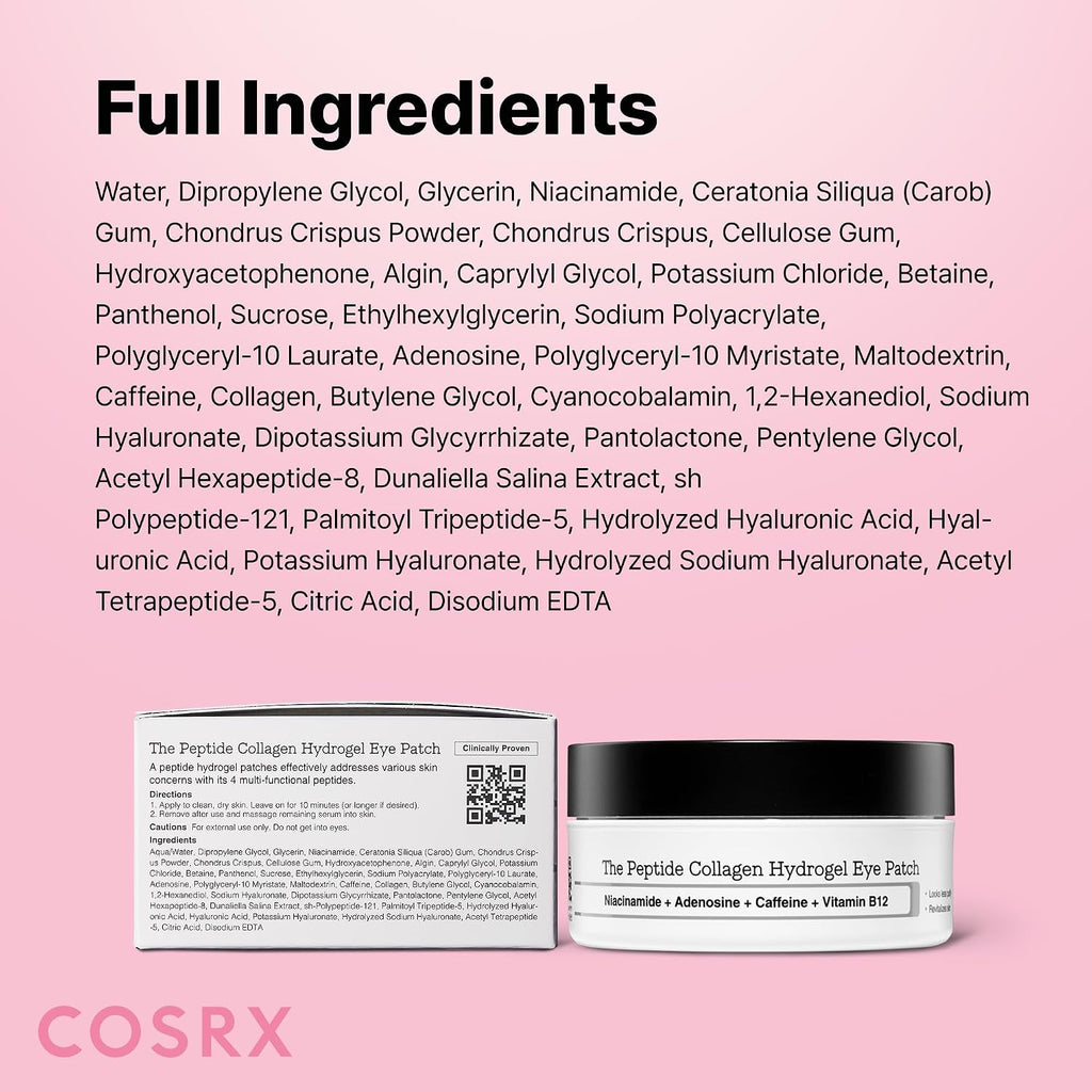 COSRX Pink Peptide Collagen Hydrogel | Parches Antiojeras para el Contorno de Ojos