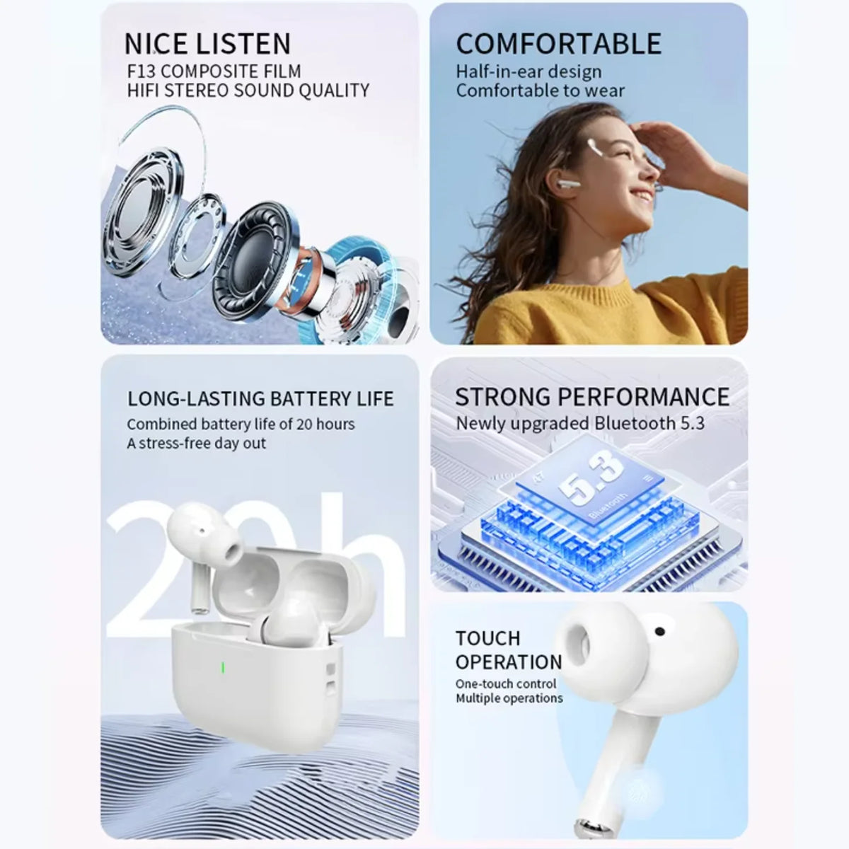 UEESFIT A5 TWS Auriculares Bluetooth HiFi | True Wireless con Cancelación de Ruido ANC