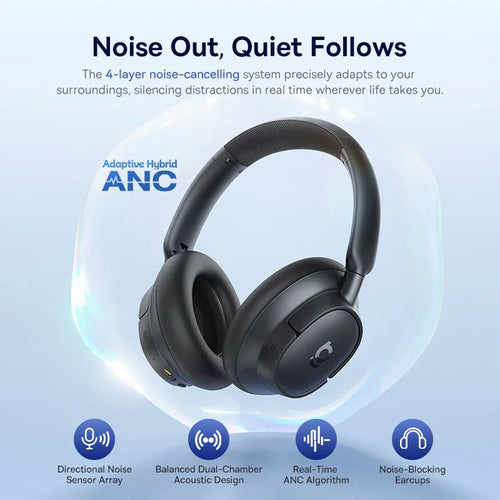Auriculares inalámbricos Baseus Bass con Bluetooth 6.0, cancelación de ruido del 98 %, diseño circumaural, audio espacial