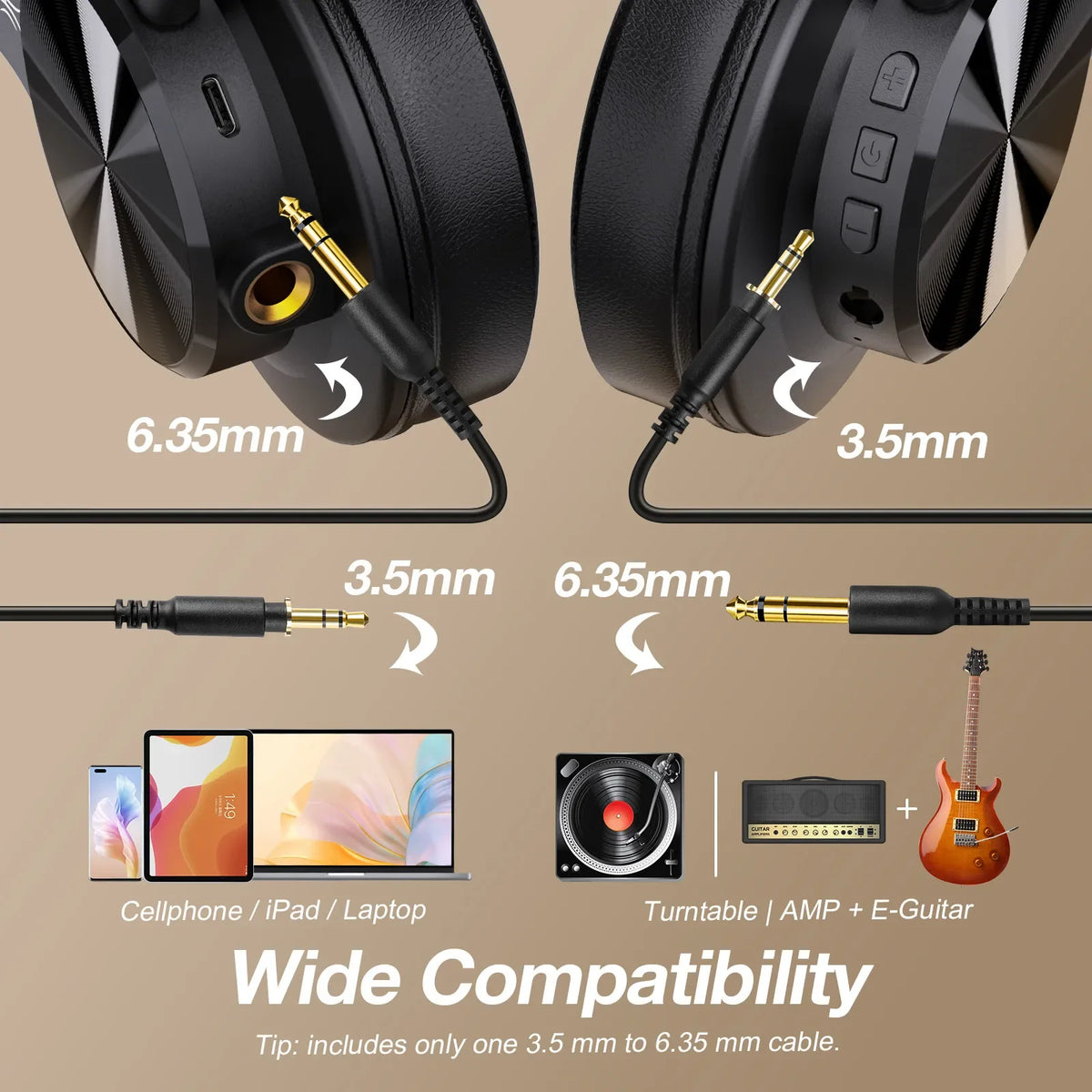 Oneodio Fusion A70 Auriculares Bluetooth Hi-Res | Inalámbricos Over-Ear 72H | Monitor de Estudio DJ HiFi