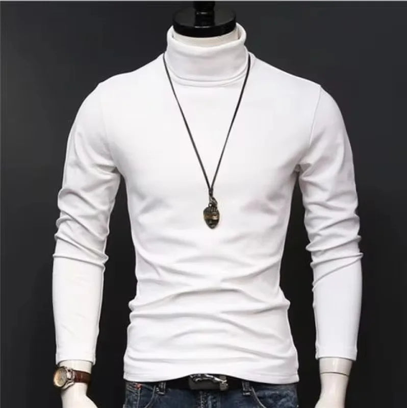 Camiseta térmica de hombre de manga larga con cuello alto, de modal fino, ideal para otoño e invierno. Diseño ajustado y elegante