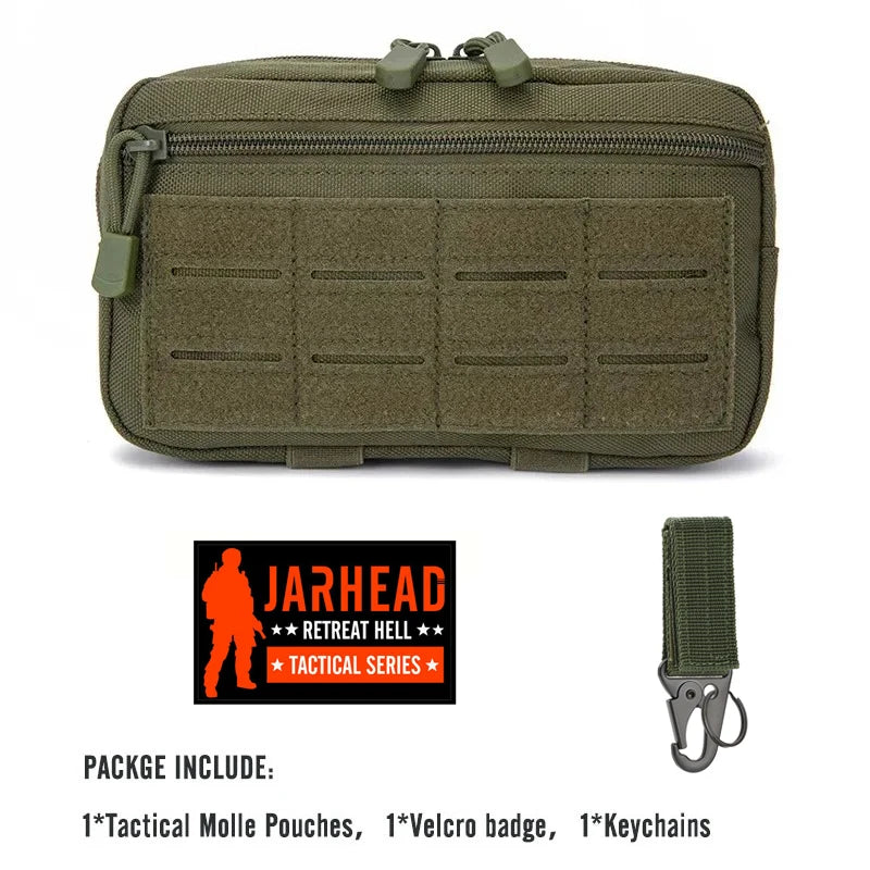 Bolsa táctica utilitaria MOLLE 1000D corte láser, compacta, resistente al agua, para mochila, chaleco, cinturón y accesorios de caza