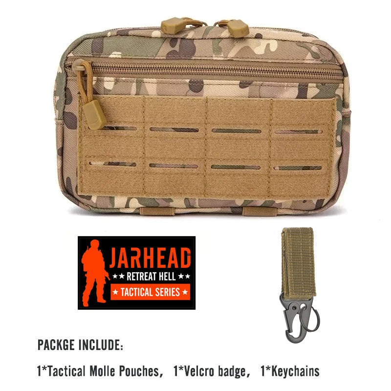Bolsa táctica utilitaria MOLLE 1000D corte láser, compacta, resistente al agua, para mochila, chaleco, cinturón y accesorios de caza