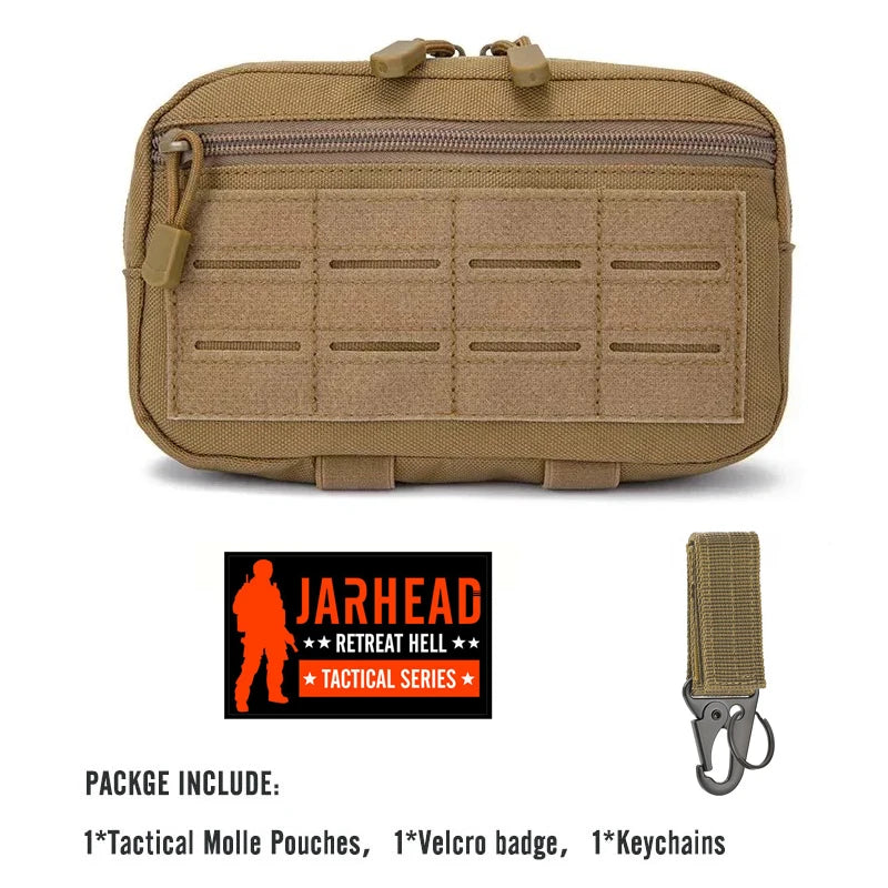 Bolsa táctica utilitaria MOLLE 1000D corte láser, compacta, resistente al agua, para mochila, chaleco, cinturón y accesorios de caza