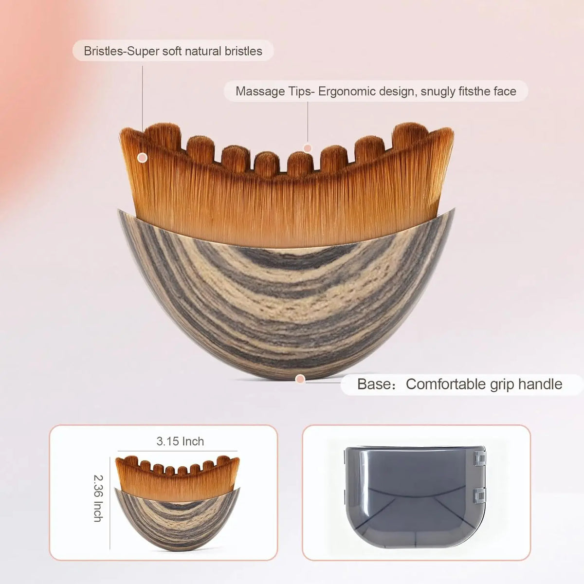Cepillo facial de contorno para drenaje linfático manual, cerdas suaves y duraderas, diseño ergonómico para moldear el rostro