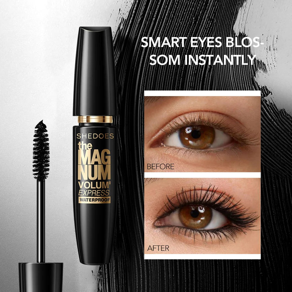 Máscara de pestañas negra impermeable 5D, alargadora y rizadora, fibra de seda, efecto voluminizador, maquillaje de ojos, regalo
