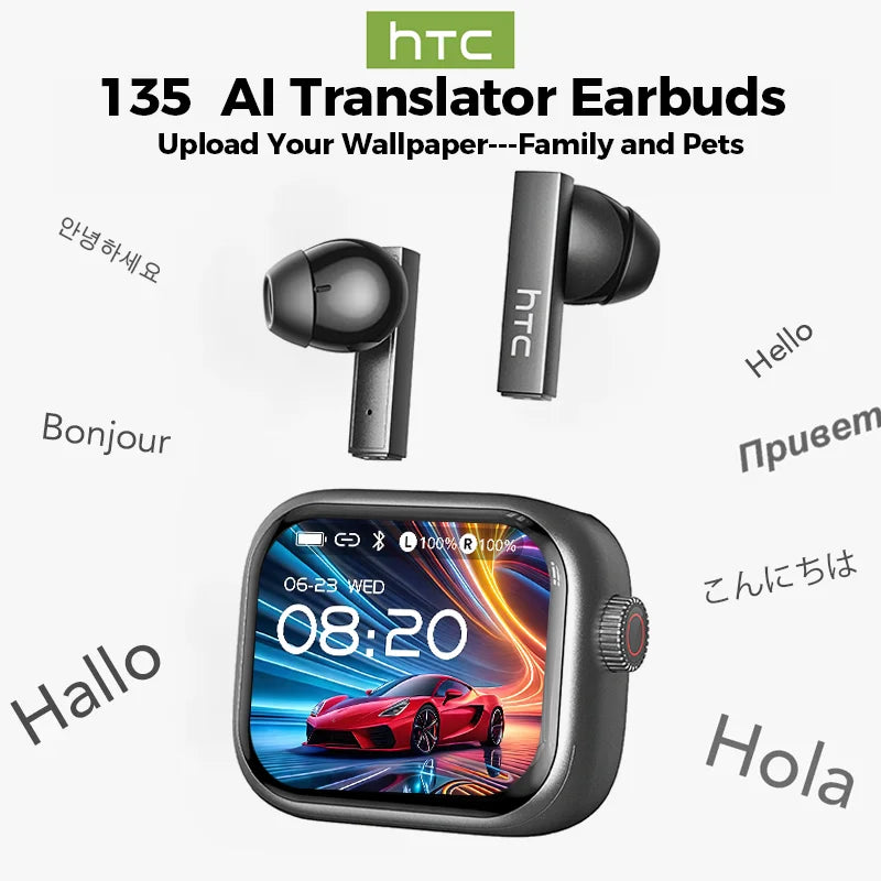 HTC NE40 Auriculares inalámbricos TWS Bluetooth 6.0 con pantalla Ultra HD