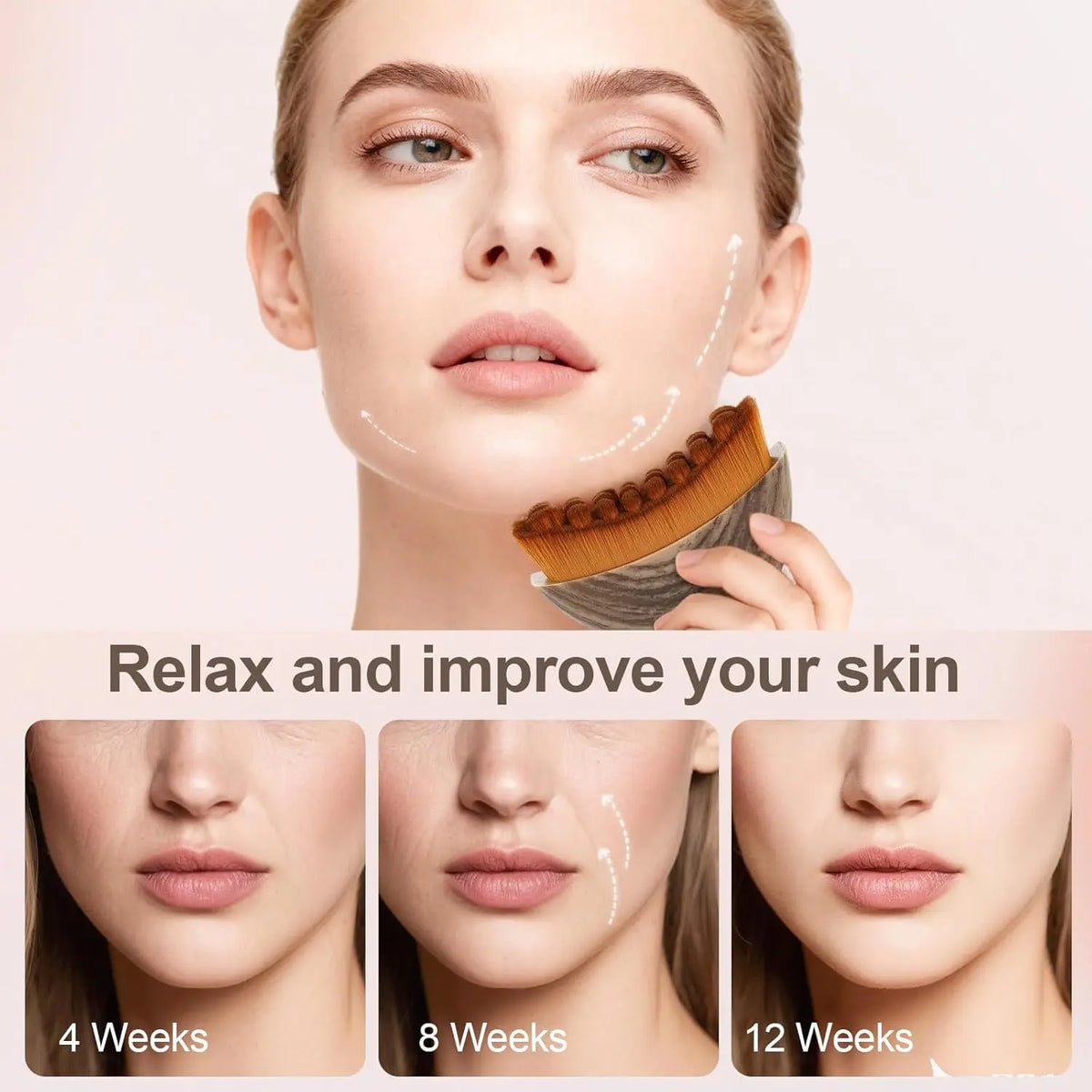 Cepillo facial de contorno para drenaje linfático manual, cerdas suaves y duraderas, diseño ergonómico para moldear el rostro