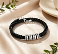 MaiLun Pulsera trenzada para hombre con cuentas de nombres familiares personalizados, joya regalo para padre o novio