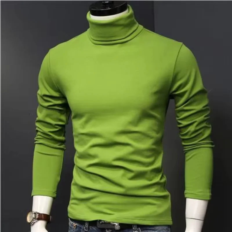 Camiseta térmica de hombre de manga larga con cuello alto, de modal fino, ideal para otoño e invierno. Diseño ajustado y elegante