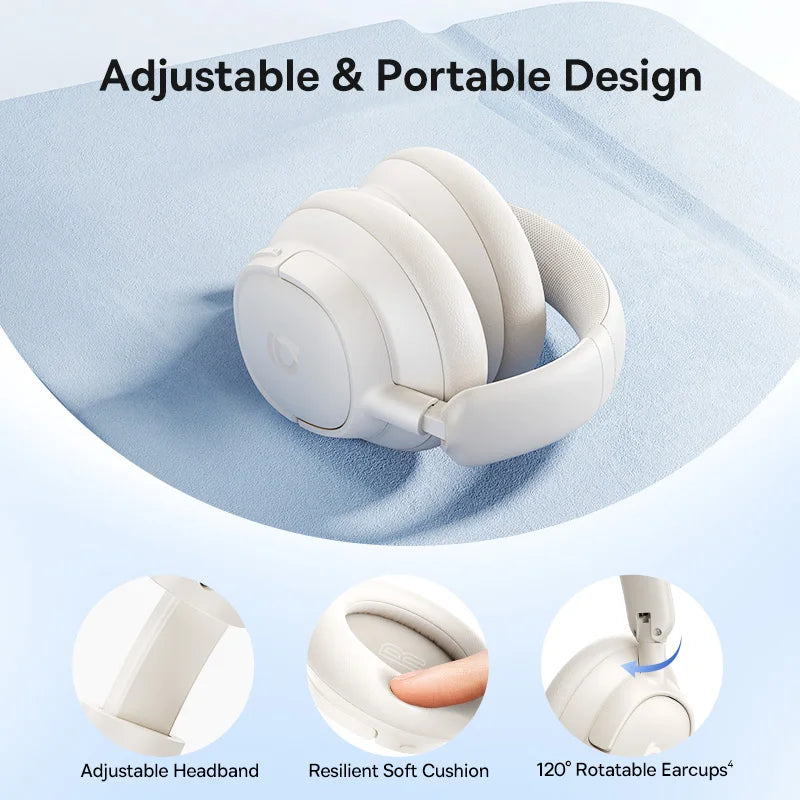 Auriculares inalámbricos Baseus Bass con Bluetooth 6.0, cancelación de ruido del 98 %, diseño circumaural, audio espacial
