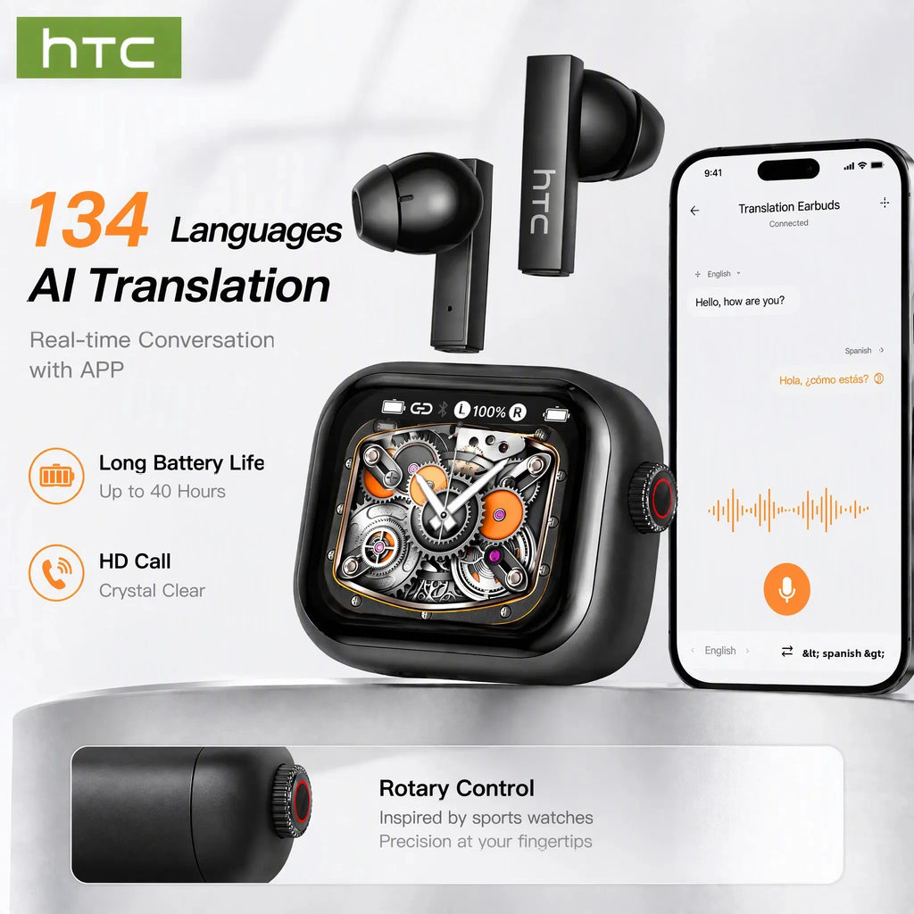 HTC NE40 Auriculares inalámbricos TWS Bluetooth 6.0 con pantalla Ultra HD
