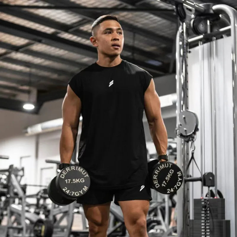 Camiseta sin mangas para hombre, secado rápido, fitness y musculación, moda, chaleco de baloncesto, malla transpirable, gym verano