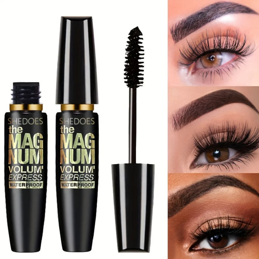 Máscara de pestañas negra impermeable 5D, alargadora y rizadora, fibra de seda, efecto voluminizador, maquillaje de ojos, regalo