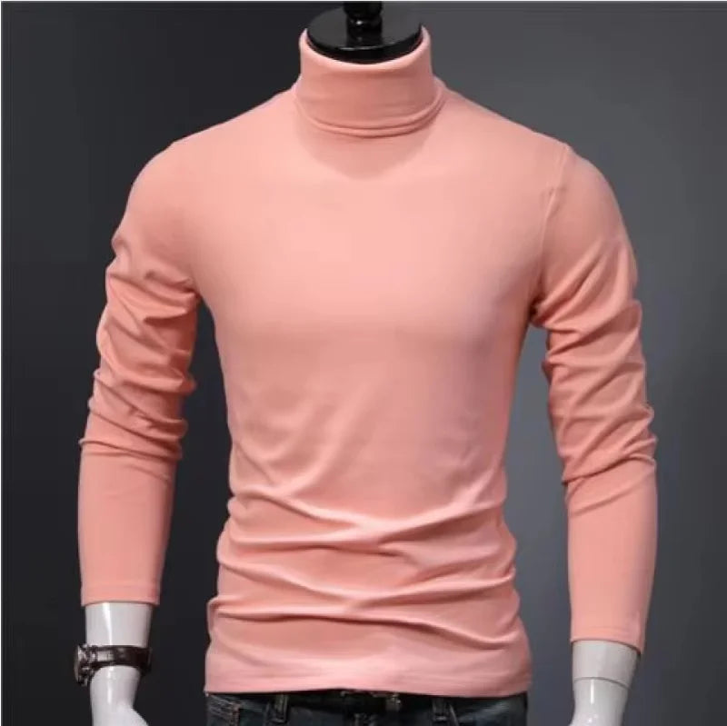 Camiseta térmica de hombre de manga larga con cuello alto, de modal fino, ideal para otoño e invierno. Diseño ajustado y elegante