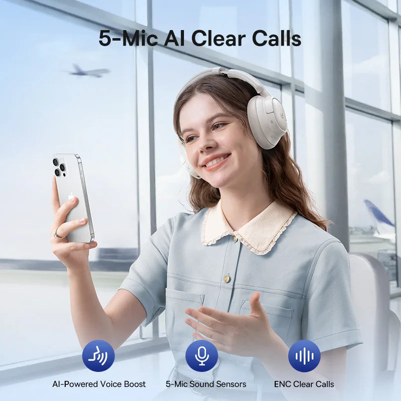 Auriculares inalámbricos Baseus Bass con Bluetooth 6.0, cancelación de ruido del 98 %, diseño circumaural, audio espacial