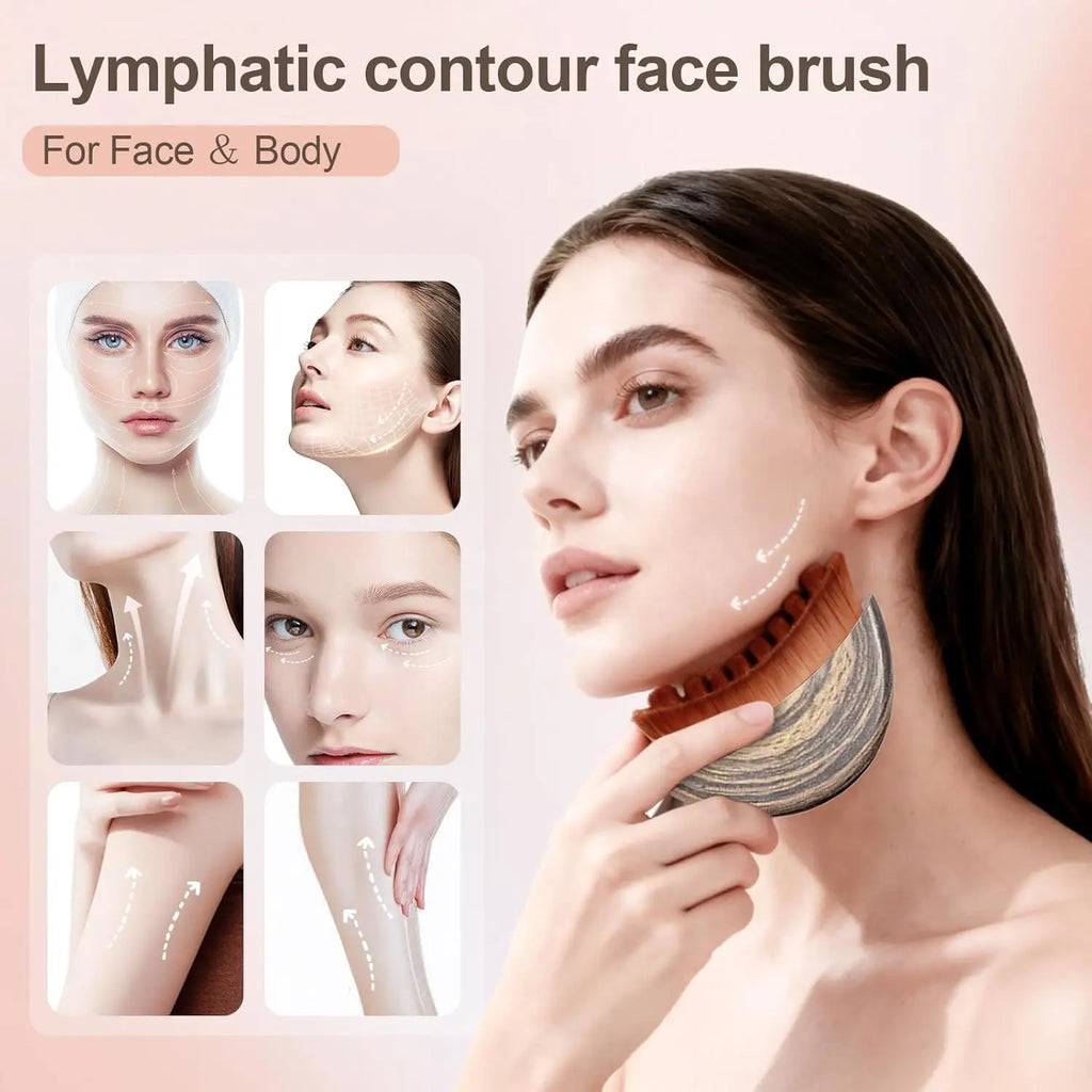 Cepillo facial de contorno para drenaje linfático manual, cerdas suaves y duraderas, diseño ergonómico para moldear el rostro
