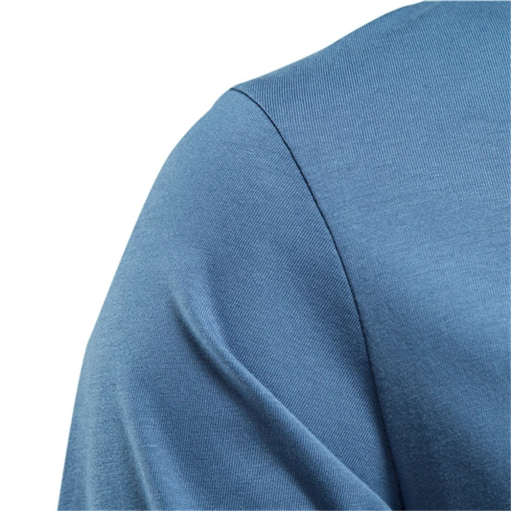 AIOPESON Camiseta de algodón lisa para hombre, cuello redondo, manga larga, casual, primavera-otoño, alta calidad